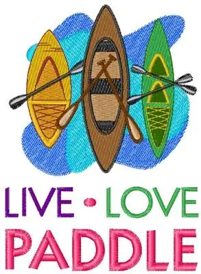 Modern Live Love Paddle Embroidery Design