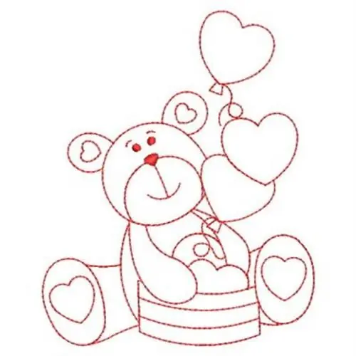 New Arrival Redwork Heart Balloons Embroidery Design