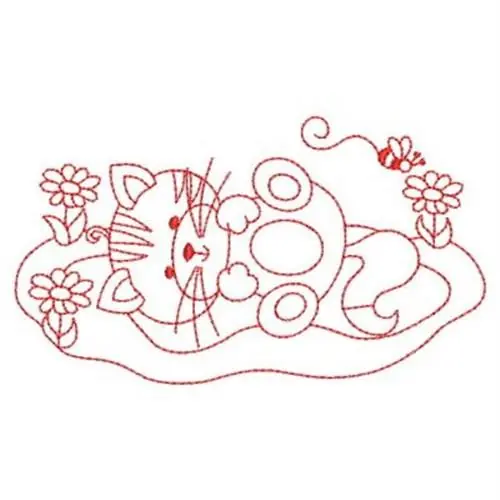 Redwork Napping Kitty Embroidery Design Get Yours