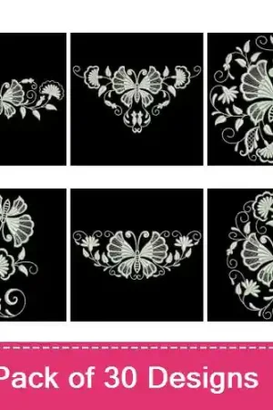 White Work Butterflies Embroidery design pack by Ace Points, Embroidery Packs on EmbroideryDesigns.com Flash Sale