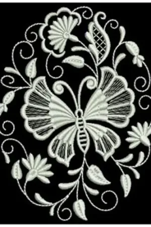 White Work Oval Embroidery Design Fast Shipping