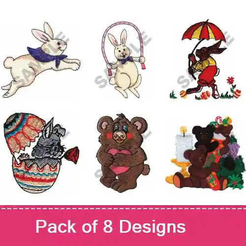 Holiday Sale Holiday Animals Embroidery design pack by Great Notions, Embroidery Packs on EmbroideryDesigns.com