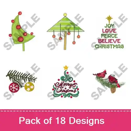 Handmade Believe In Chrismtas...Trees Embroidery design pack by Great Notions, Embroidery Packs on EmbroideryDesigns.com