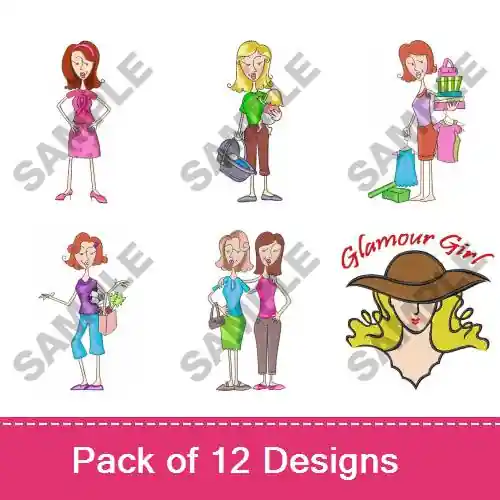 Cartoon Females Embroidery design pack by Great Notions, Embroidery Packs on EmbroideryDesigns.com Holiday Sale