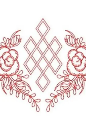 Affordable Redwork Rose Trellace Embroidery Design