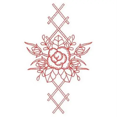 Redwork Floral Lattice Embroidery Design Place Order