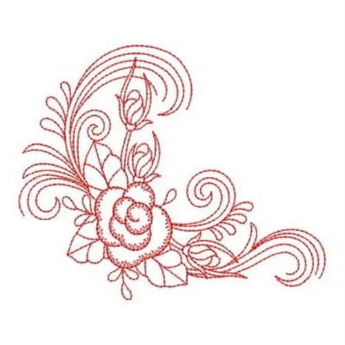 Redwork Rose Swirl Embroidery Design Discount