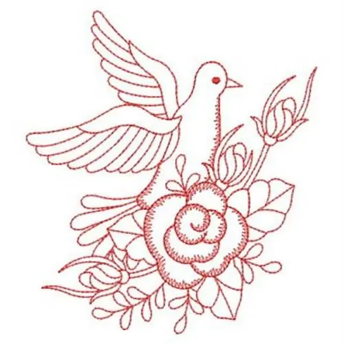 Sale Redwork Rose & Dove Embroidery Design