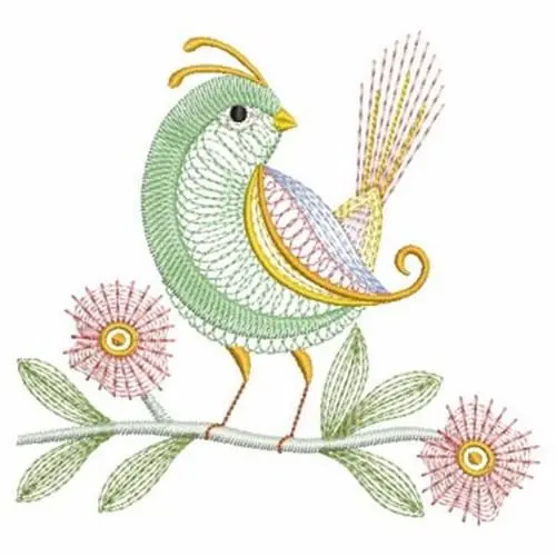 Reduced Price Rippled Neon Bird Embroidery Design