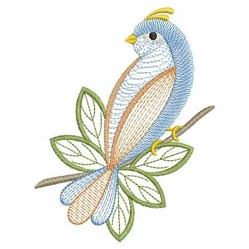 Best Choice Rippled Blue BIrd Embroidery Design