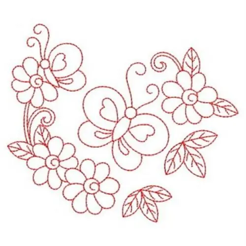 Redwork Dancing Butterflies Embroidery Design Super Sale