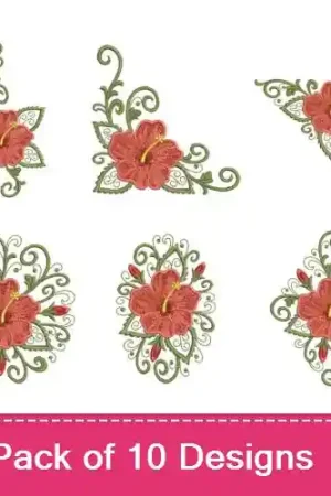 Authentic Art Deco Hibiscus Embroidery design pack by Ace Points, Embroidery Packs on EmbroideryDesigns.com