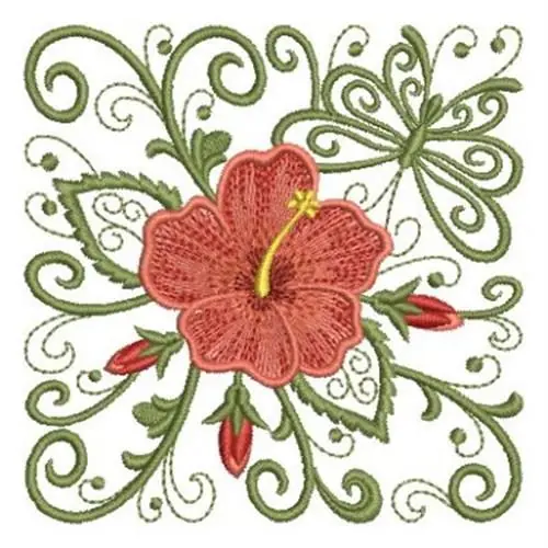 Deco Hibiscus Block Embroidery Design Shop Now
