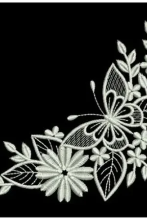 White Work Fancy Corner Embroidery Design Limited Edition