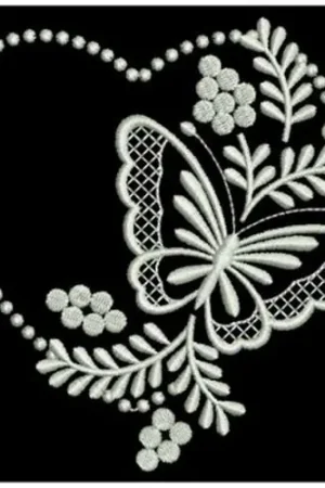 White Work Pearl Heart Embroidery Design Special Discount