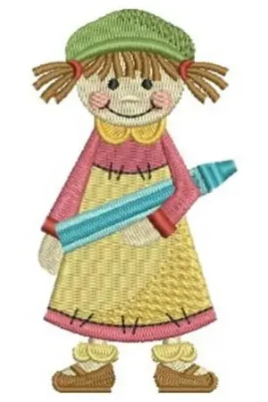 While Supplies Last Crayon Girl Embroidery Design