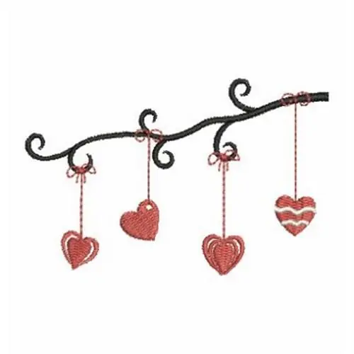 Bargain Hearts On Branch Embroidery Design