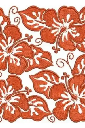 Art Deco Hibiscus Block Embroidery Design Hot Deal