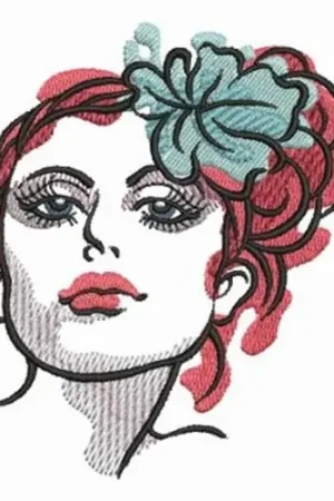 Wholesale Stylish Lady Sketch Embroidery Design