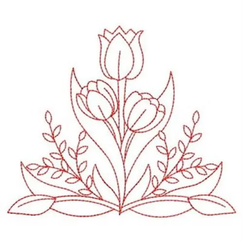 Price Drop Redwork Tulip Arrangement Embroidery Design