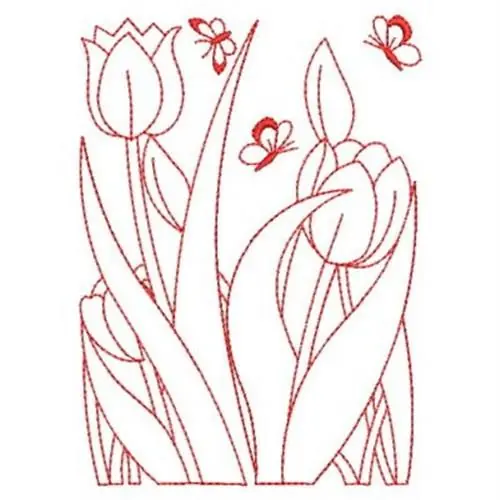 Redwork Tulips & Bees Embroidery Design Place Order