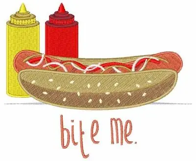 Buy Direct Bite Me Hot Dog Embroidery Design