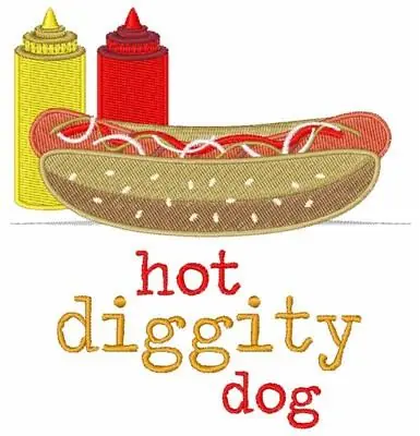 Hot Diggity Dog Embroidery Design Cheap