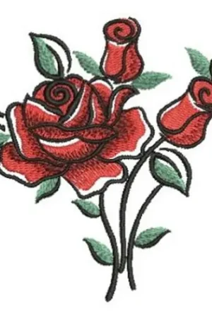 Worldwide Shipping Rose Branch Embroidery Design