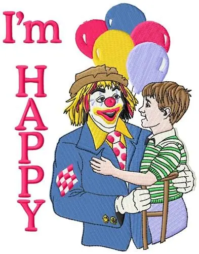 Happy Clown Embroidery Design Free Delivery