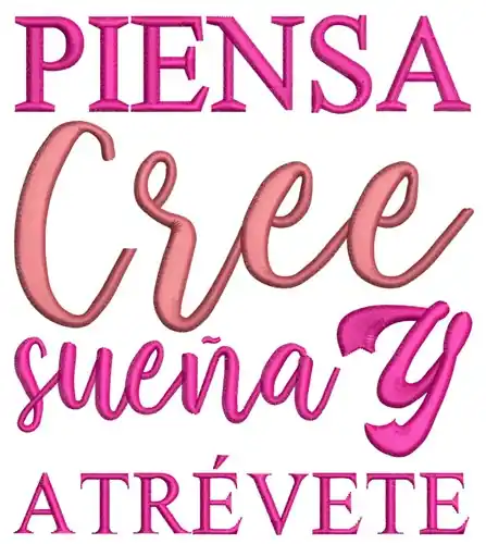 Buy Direct Piensa Cree Suena Embroidery Design