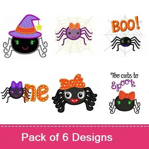 Halloween Spiders Embroidery design pack by Applique Guru, Embroidery Packs on EmbroideryDesigns.com Seasonal Sale