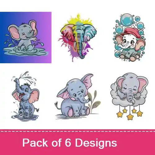 Elephants Embroidery design pack by Chic Embroidery Creations, Embroidery Packs on EmbroideryDesigns.com Final Sale