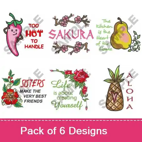 Food & Flowers Embroidery design pack by Great Notions, Embroidery Packs on EmbroideryDesigns.com Express Delivery