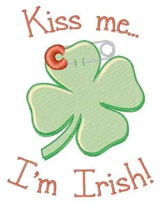 Irish Kiss Embroidery Design Original