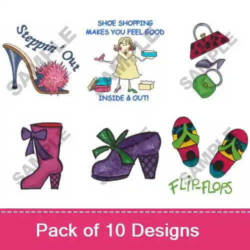 Steppin Out Shoes Embroidery design pack by Great Notions, Embroidery Packs on EmbroideryDesigns.com Premium