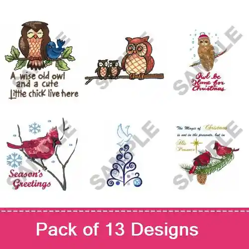 Holiday Avians Embroidery design pack by Great Notions, Embroidery Packs on EmbroideryDesigns.com Exclusive