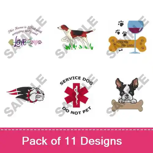 Same Day Shipping Wagging Tails & Love Embroidery design pack by Great Notions, Embroidery Packs on EmbroideryDesigns.com