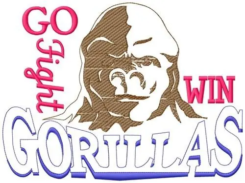 Go Fight Win Gorillas Embroidery Design Top Rated