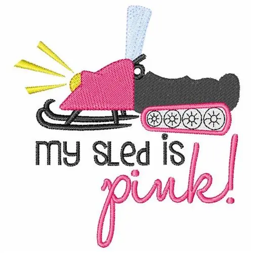 My Sled Is Pink Embroidery Design Original