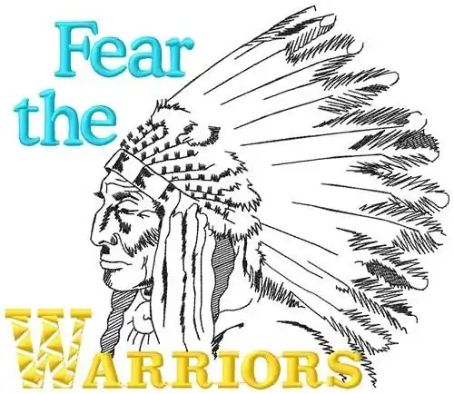 Fear The Warriors Embroidery Design Price Cut