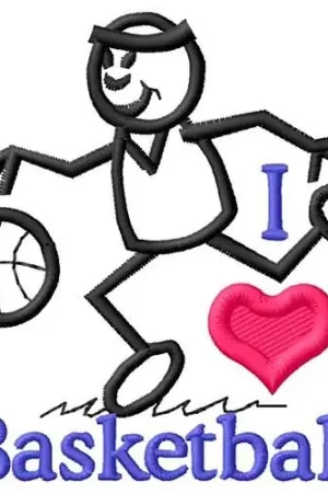 Affordable I Love Basketball Embroidery Design