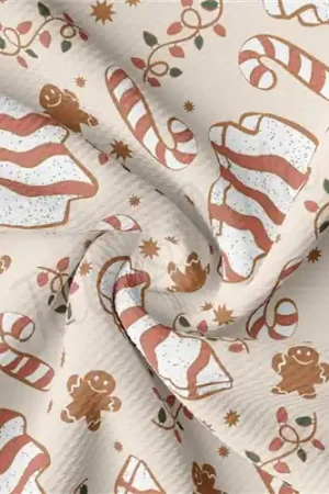Christmas Christmas Cakes Liverpool Bullet Textured Stretch Solid Strip Thick Knit Jersey Fabric One Day Deal