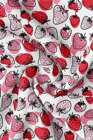Special Discount Strawberry Liverpool Bullet Textured Stretch Solid Strip Thick Knit Jersey Fabric