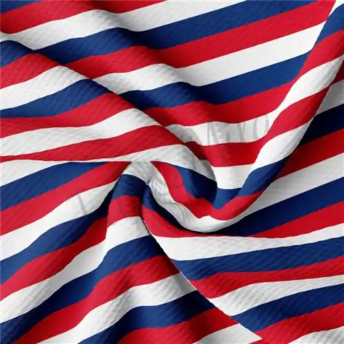 Patriotic 4th of July Liverpool Bullet Textured Stretch Solid Strip Thick Knit Jersey Fabric Budget