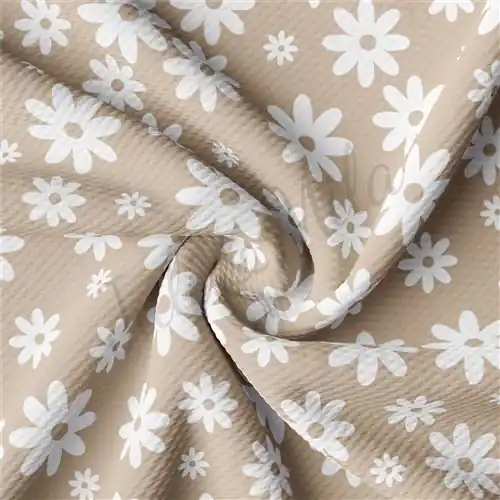 Instant Buy Daisy Floral Beige Liverpool Bullet Textured Stretch Solid Strip Thick Knit Jersey Fabric