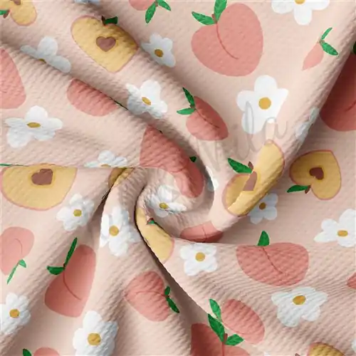 Peach Printed Liverpool Bullet Textured Stretch Solid Strip Thick Knit Jersey Fabric Money Back Guarantee