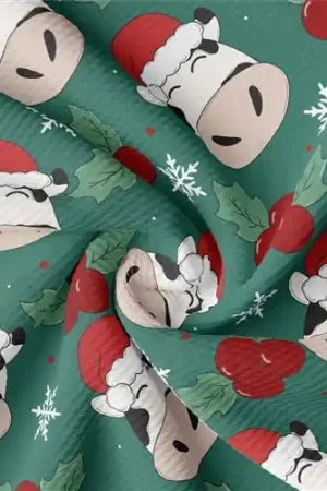 Super Sale Cow Christmas Printed Liverpool Bullet Textured Stretch Solid Strip Thick Knit Jersey Fabric
