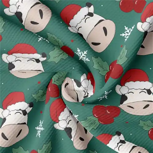 Super Sale Cow Christmas Printed Liverpool Bullet Textured Stretch Solid Strip Thick Knit Jersey Fabric