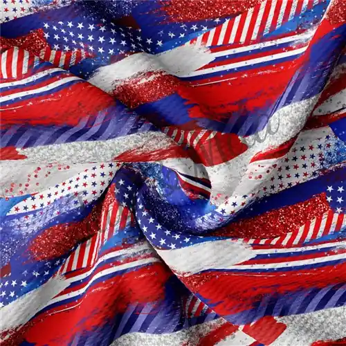 Premium Patriotic Printed Liverpool Bullet Textured Stretch Solid Strip Thick Knit Jersey Fabric