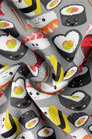 Place Order Sushi Printed Liverpool 4 Way Fabric AA1356 with Free $89.99 Bundle